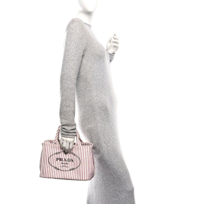 Prada Canapa Striped Small Logo Tote Alabastro 2 of 9
