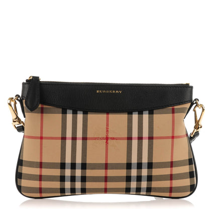 Burberry Horseferry Check Peyton Crossbody Clutch Bag Black 1 of 7