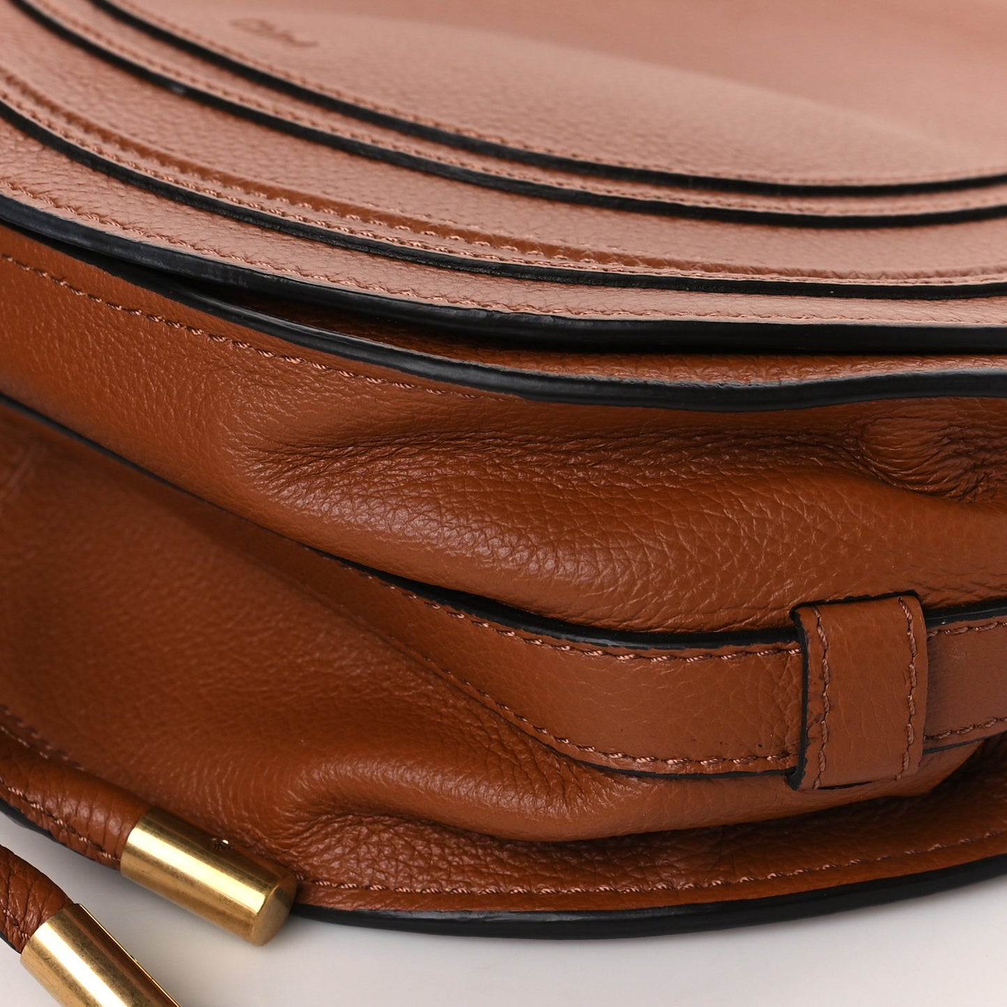 Calfskin Medium Marcie Round Crossbody Bag Tan