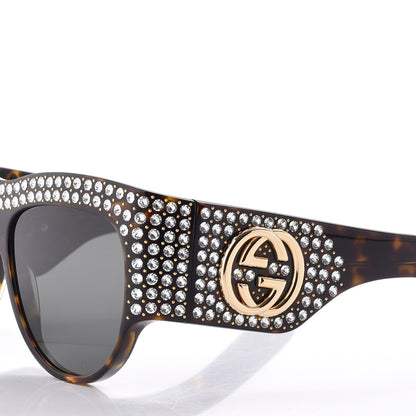Gucci Acetate Crystal Oversize Hollywood Forever Sunglasses GG0144S Tortoiseshell 6 of 8