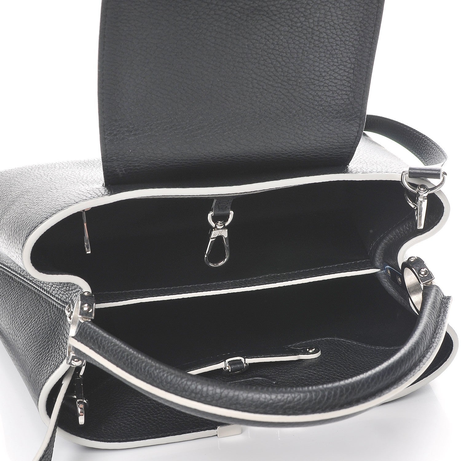Louis Vuitton Taurillon Capucines PM Black White 6 of 8