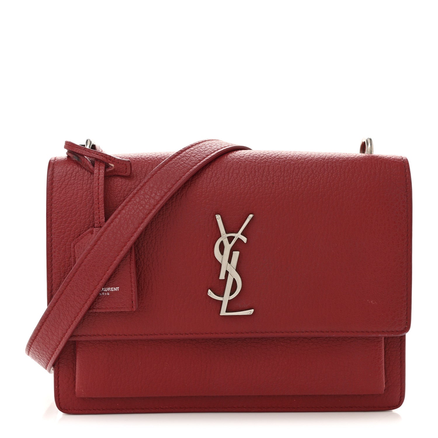 Saint Laurent Grained Calfskin Medium Monogram Sunset Satchel Red 1 of 17