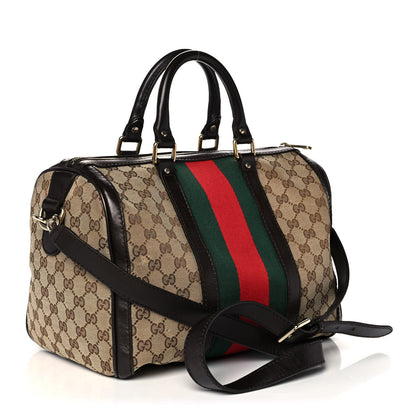Gucci Monogram Vintage Web Medium Boston Dark Brown 3 of 14