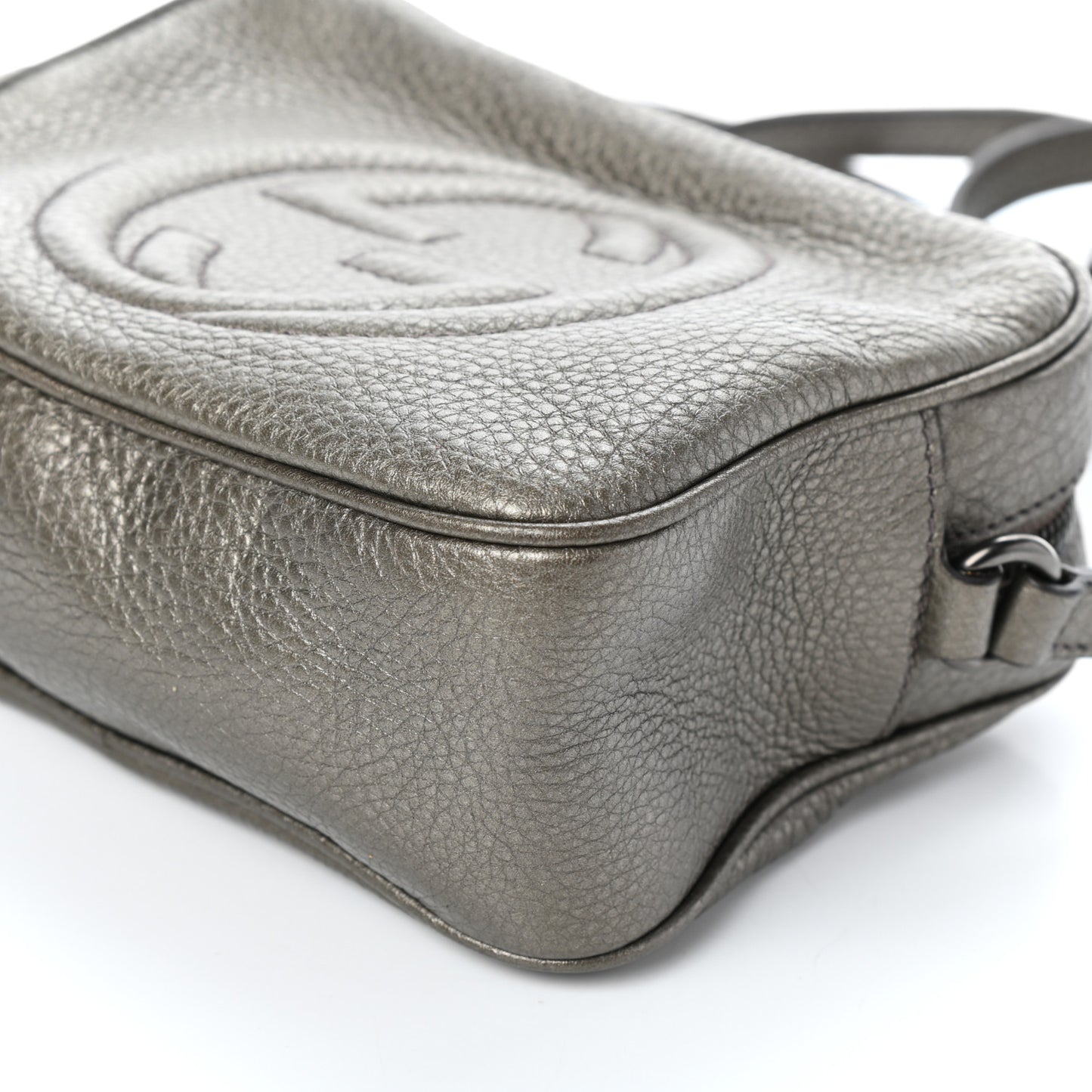 Metallic Pebbled Calfskin Small Soho Disco Bag Sasso