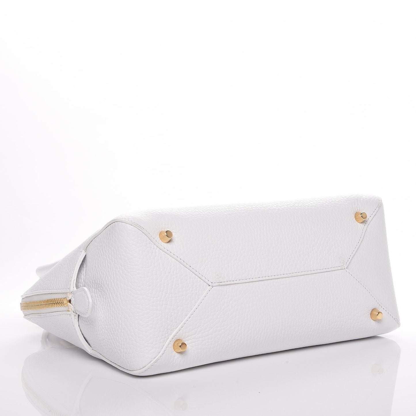 London Grainy Calfskin Small Greenwood Bowling Bag White