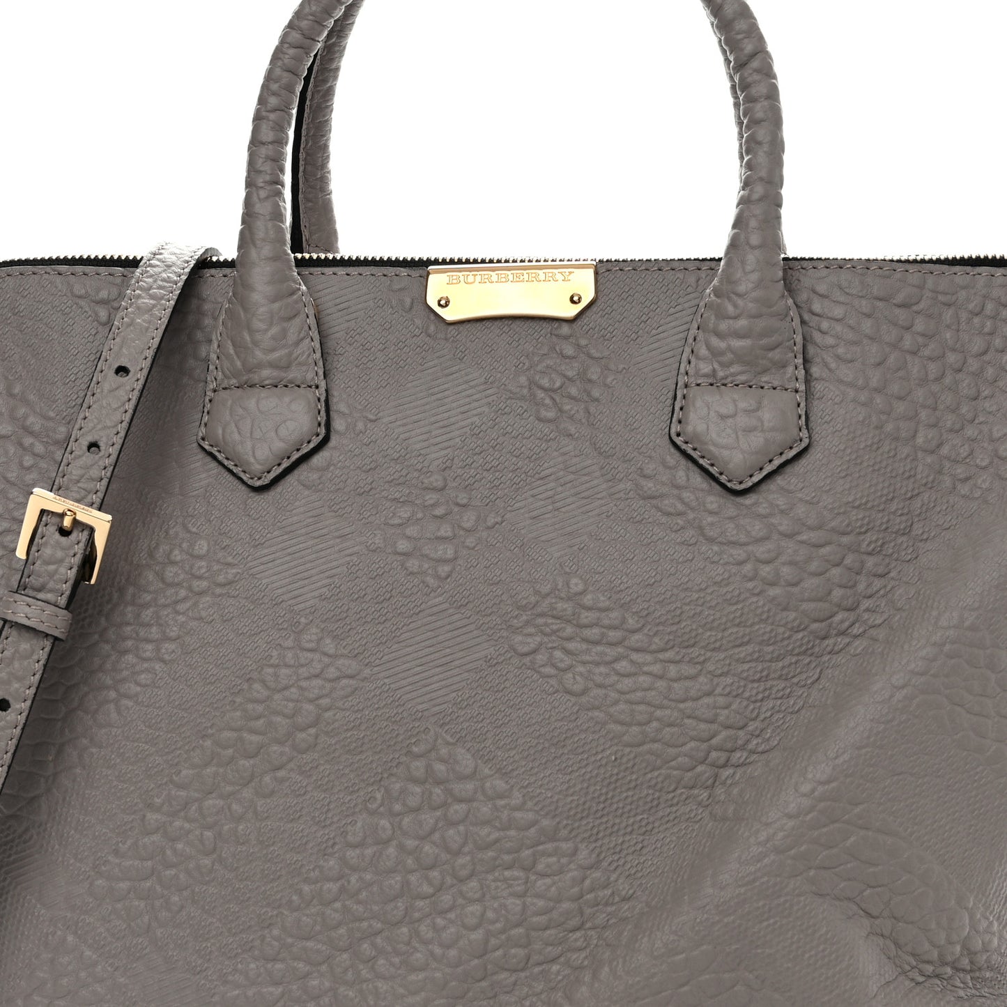 Heritage Grain Check Embossed Medium Dewsbury Tote Pale Grey