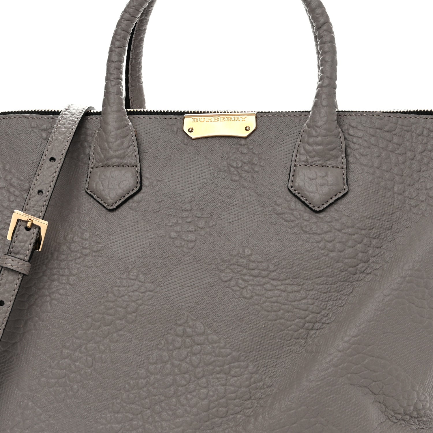 Burberry Heritage Grain Check Embossed Medium Dewsbury Tote Pale Grey 9 of 13