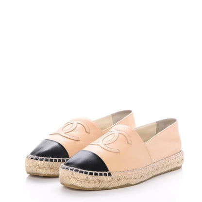 Chanel Lambskin CC Espadrilles 39 Beige Black 3 of 11
