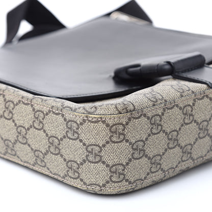 Gucci GG Supreme Monogram Single Buckle Flap Messenger Bag Beige Black 8 of 16