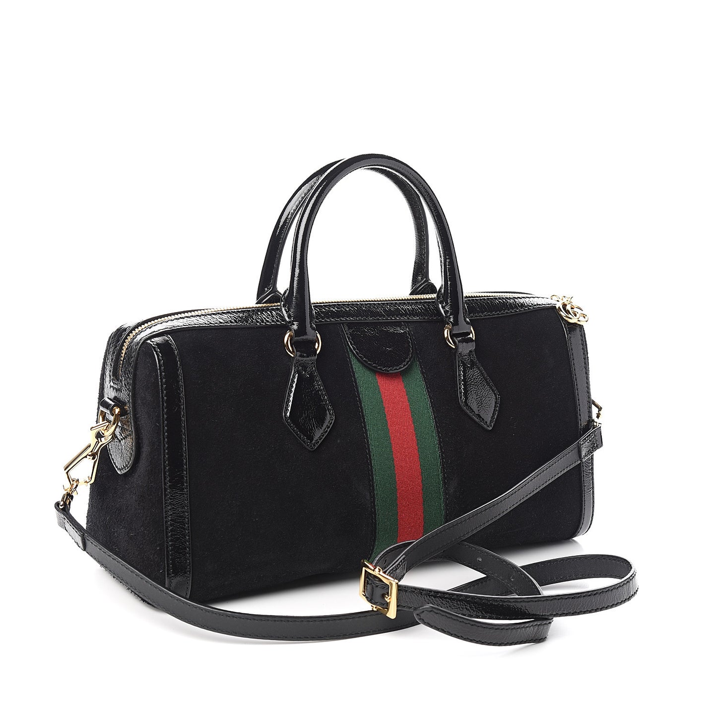 Suede Patent GG Web Medium Ophidia Boston Black