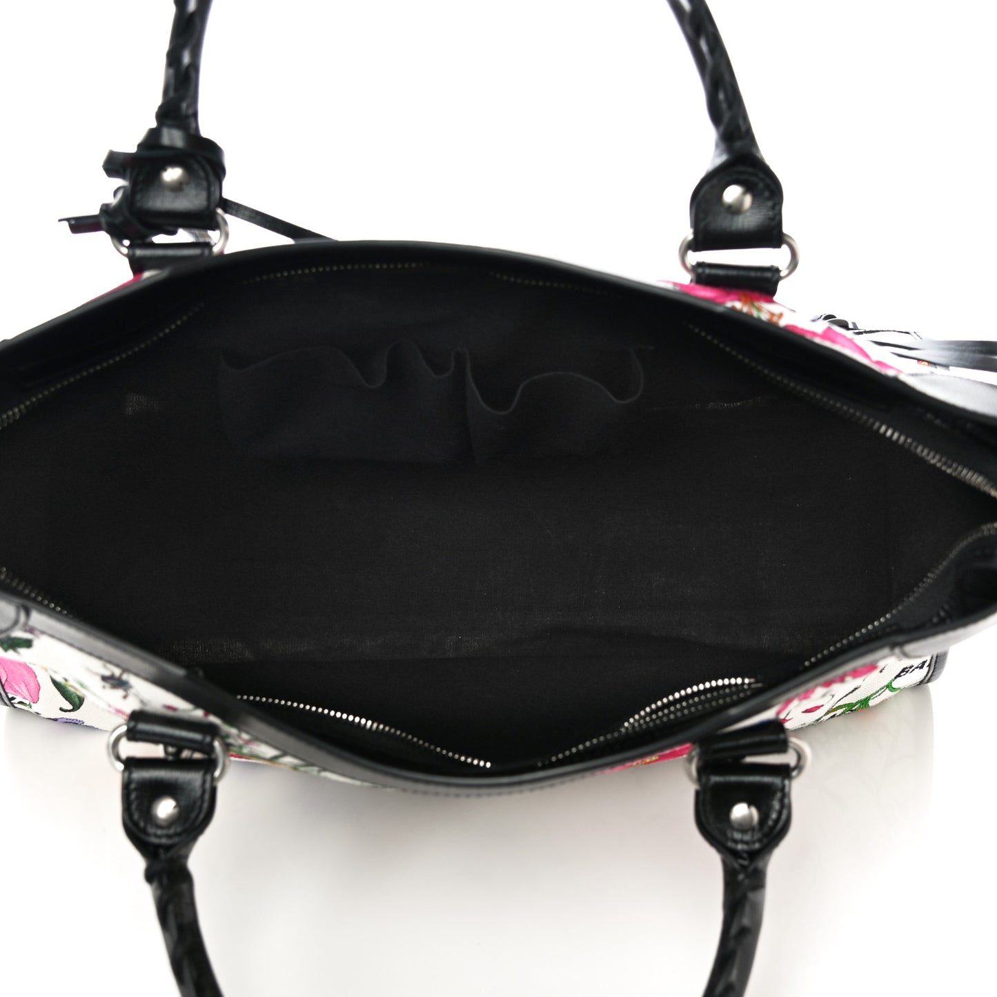 X GUCCI Canvas Azalea Calfskin Flora Logo Print Neo Classic Silver Hardware Medium City White Multicolor Black
