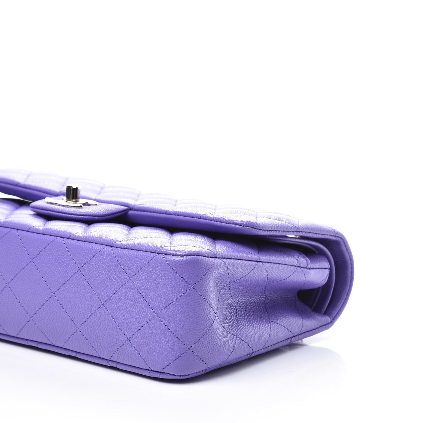 Caviar Quilted Medium Double Flap Purple