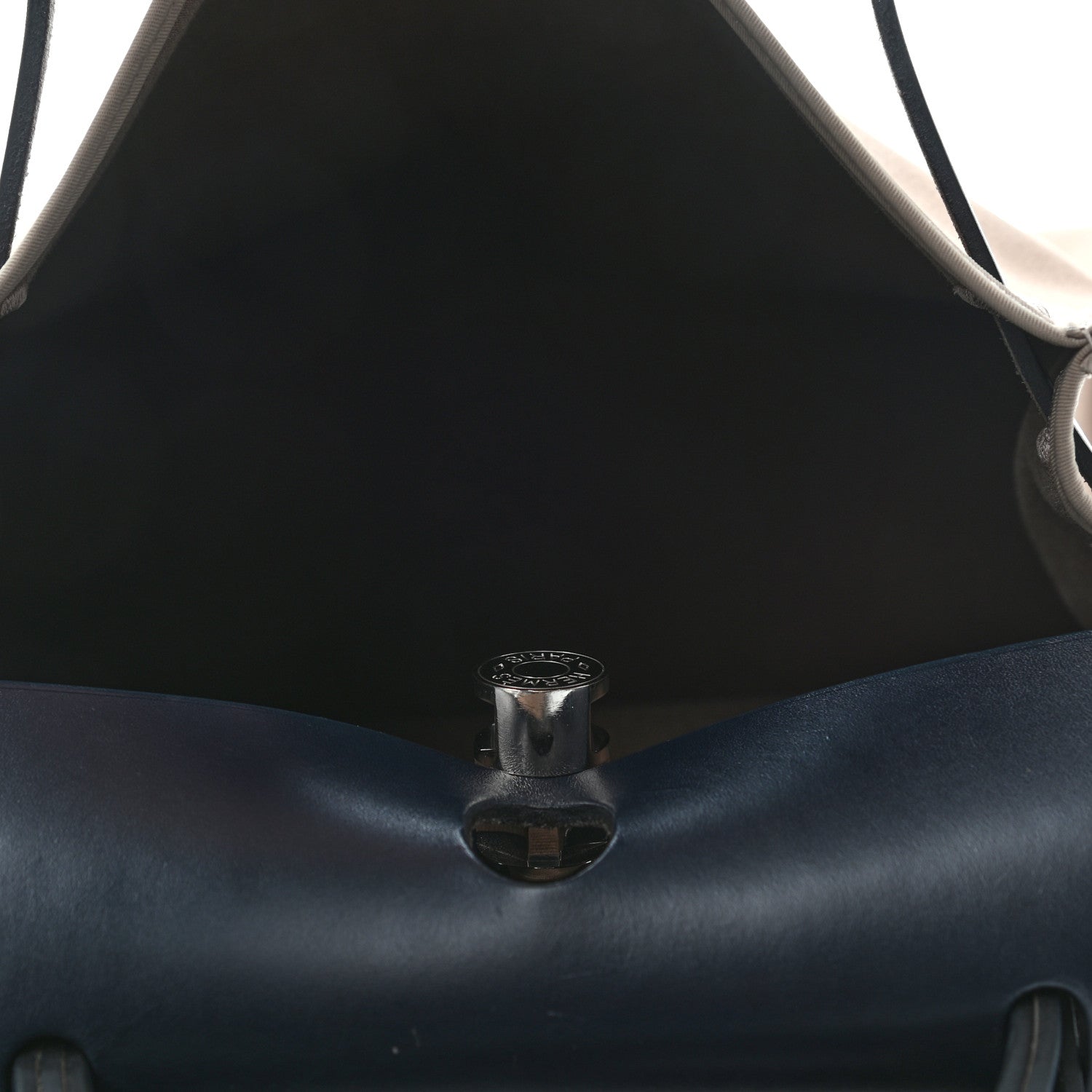 Hermes Vache Hunter Toile Herbag Zip 31 PM Etoupe Bleu Indigo 4 of 4