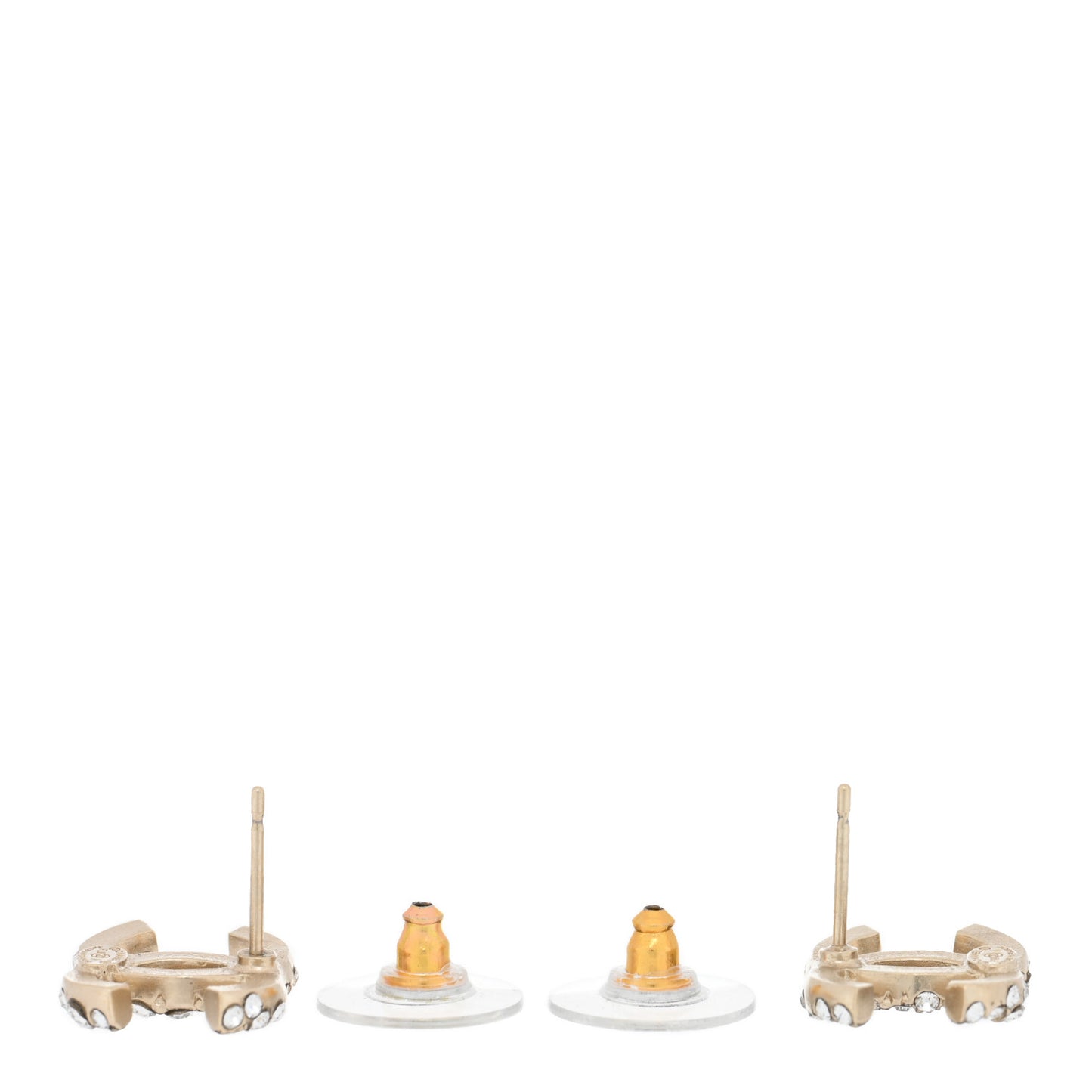 Crystal Studded CC Earrings Gold