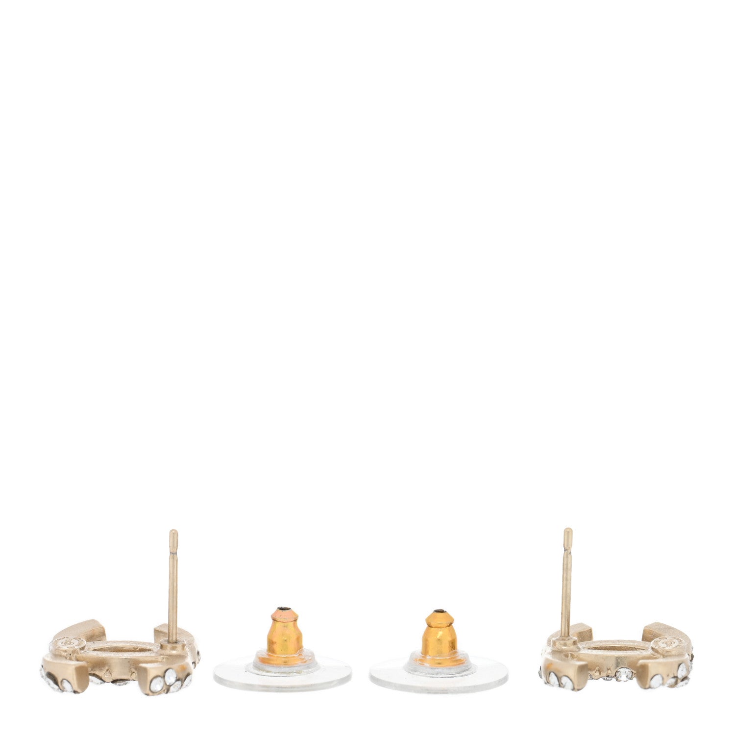 Chanel Crystal Studded CC Earrings Gold 3 of 4