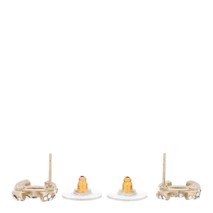 Chanel Crystal Studded CC Earrings Gold 3 of 4
