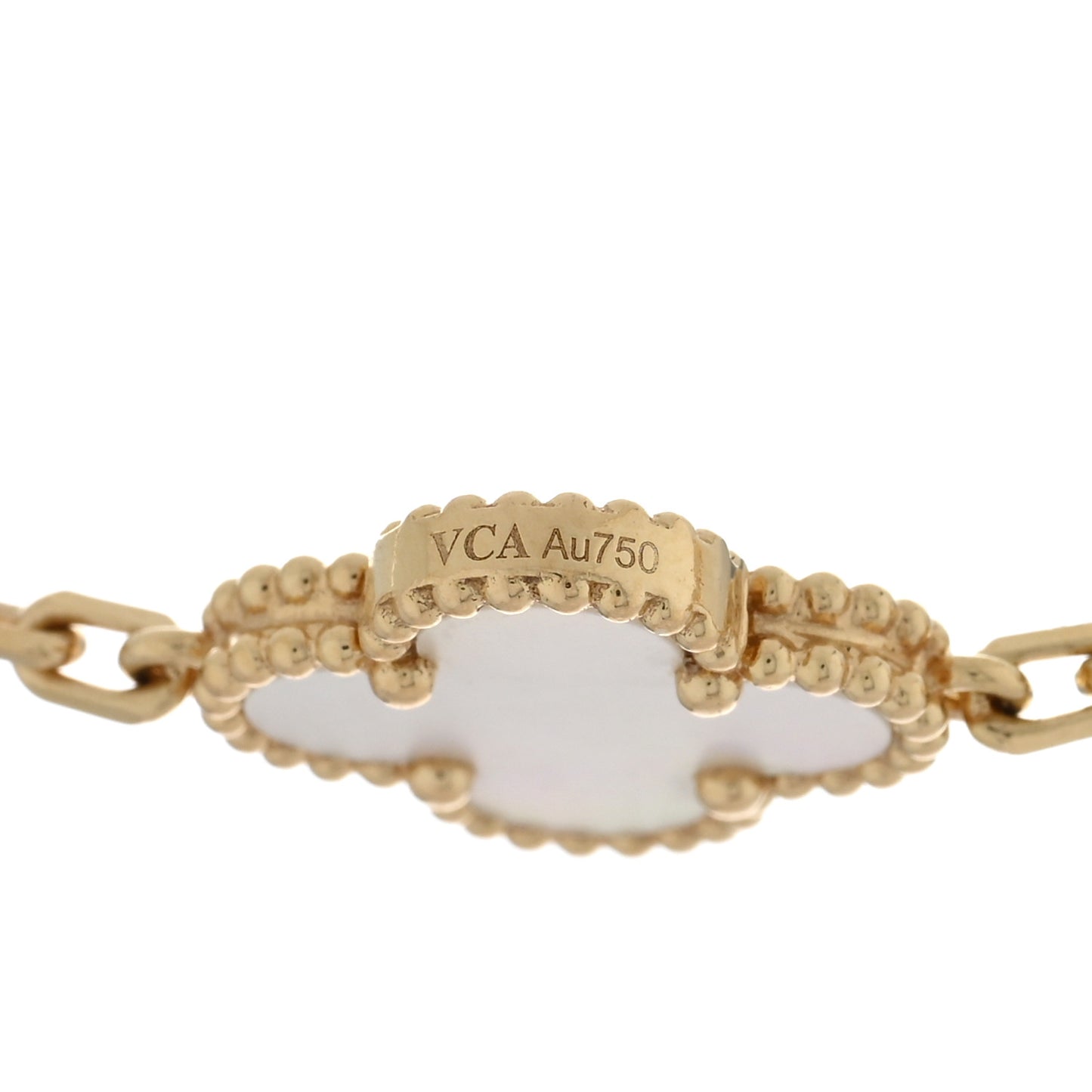 18K Yellow Gold Mother of Pearl 10 Motifs Vintage Alhambra Necklace
