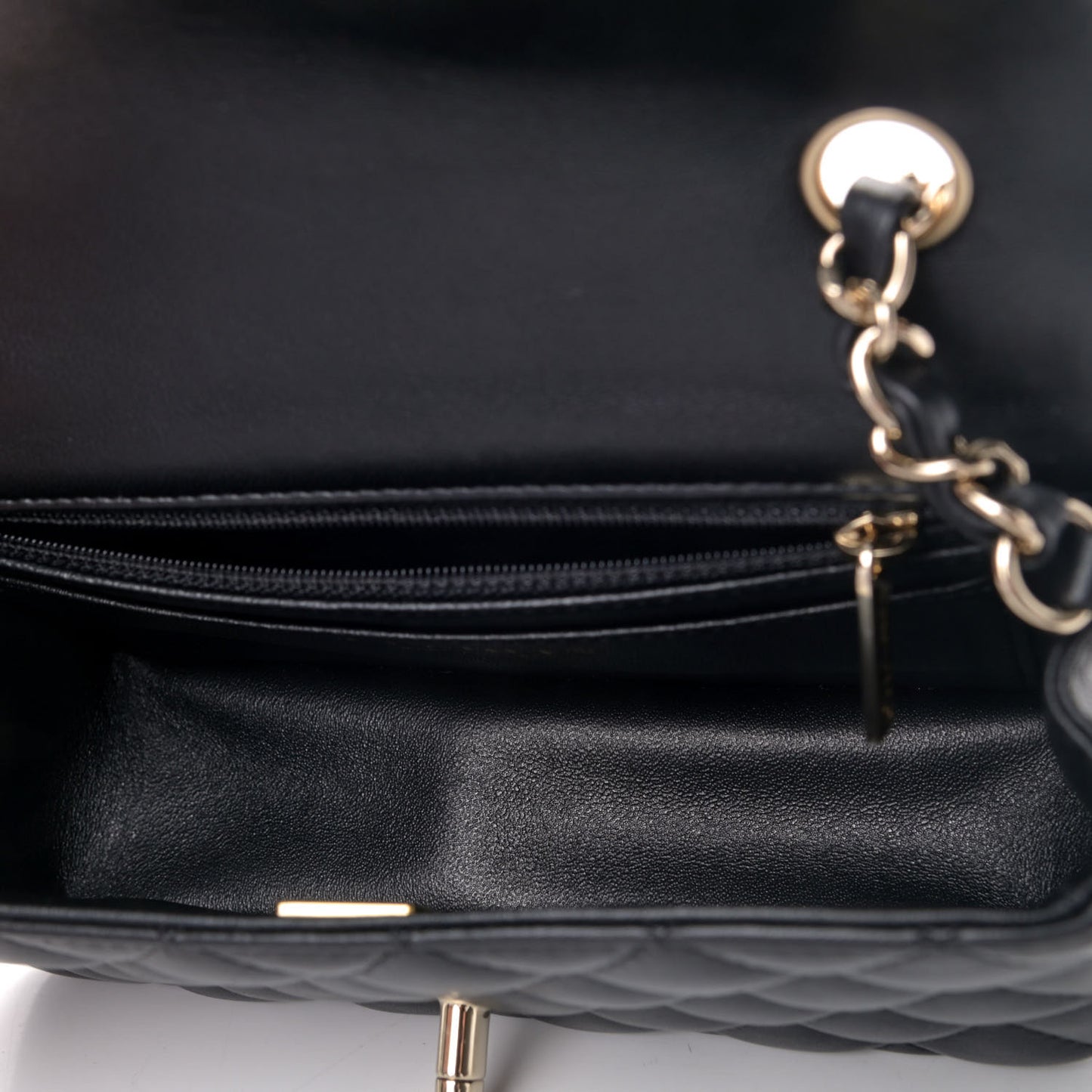 Lambskin Quilted Mini Rectangular Flap Black
