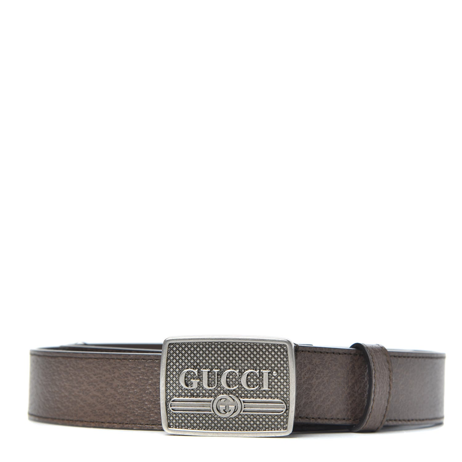Gucci Pebbled Calfskin Logo Belt 95 38 Taupe 1 of 4