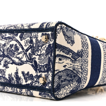 Christian Dior Canvas Toile De Jouy Embroidered Medium Lady D-Lite Navy 10 of 12
