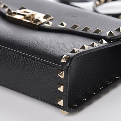 Valentino Garavani Pebbled Calfskin Medium Rockstud Flip Lock Crossbody Bag Black 8 of 9