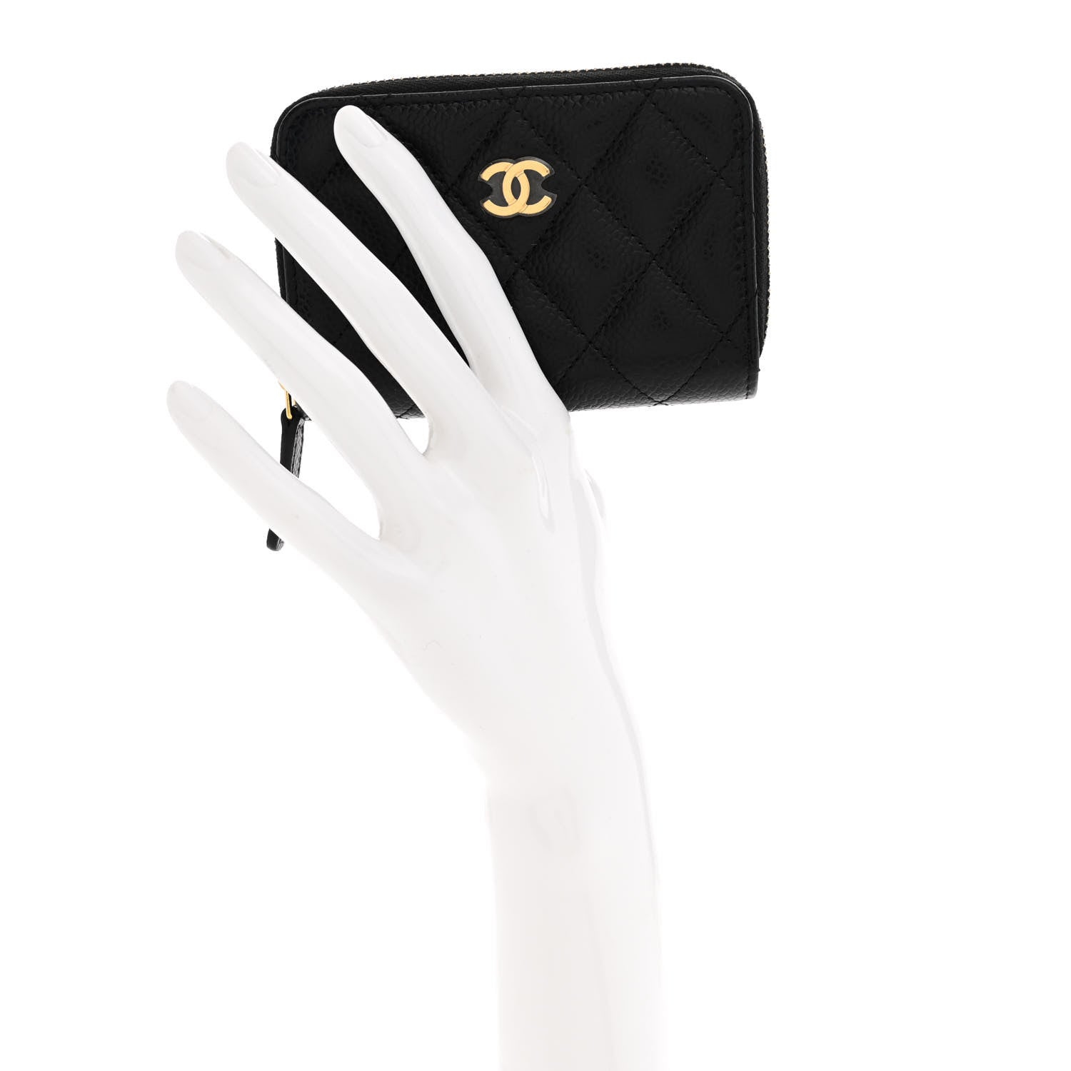 Chanel Caviar Quilted Zip Coin Purse Black 2 of 8