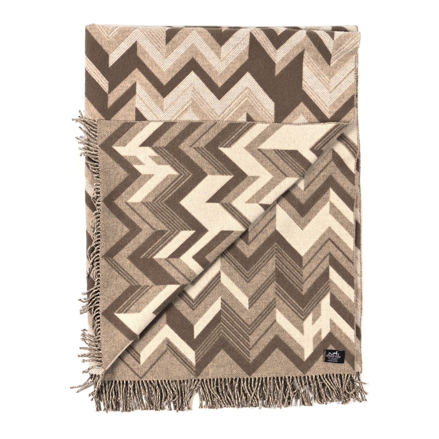 Wool Cashmere Chevrons Camo Blanket Ficelle