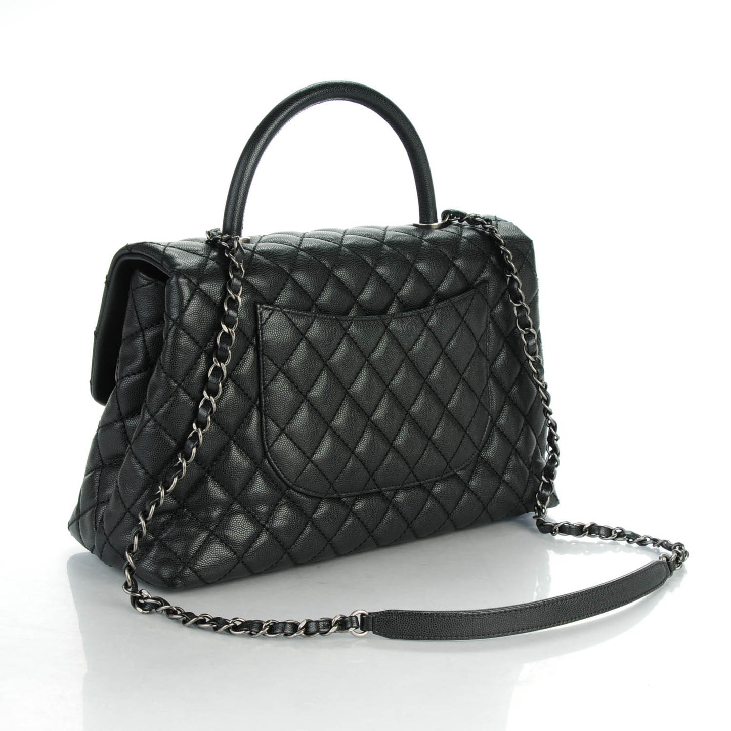 Caviar Quilted Medium Coco Handle Flap Black