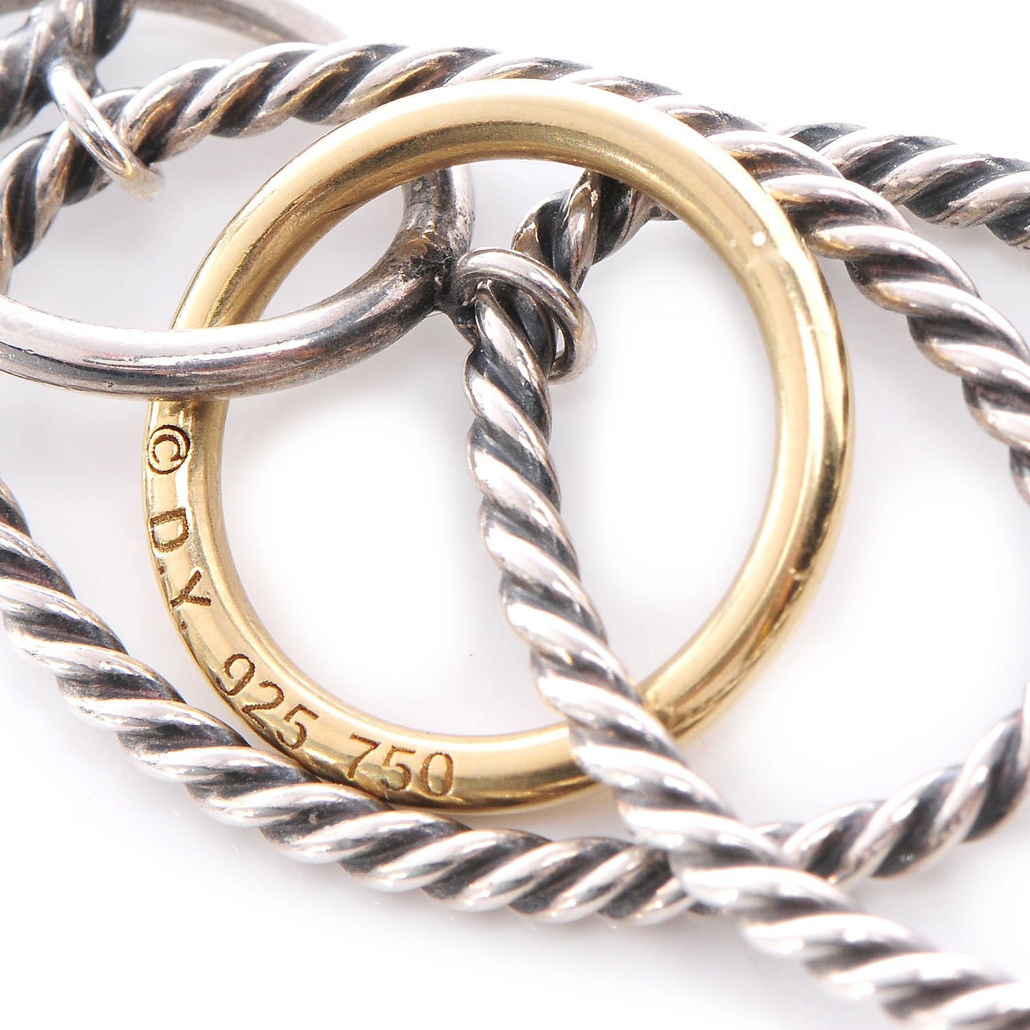 David Yurman Sterling Silver 18K Yellow Gold Mobile Oval Drop Earrings 3 of 5