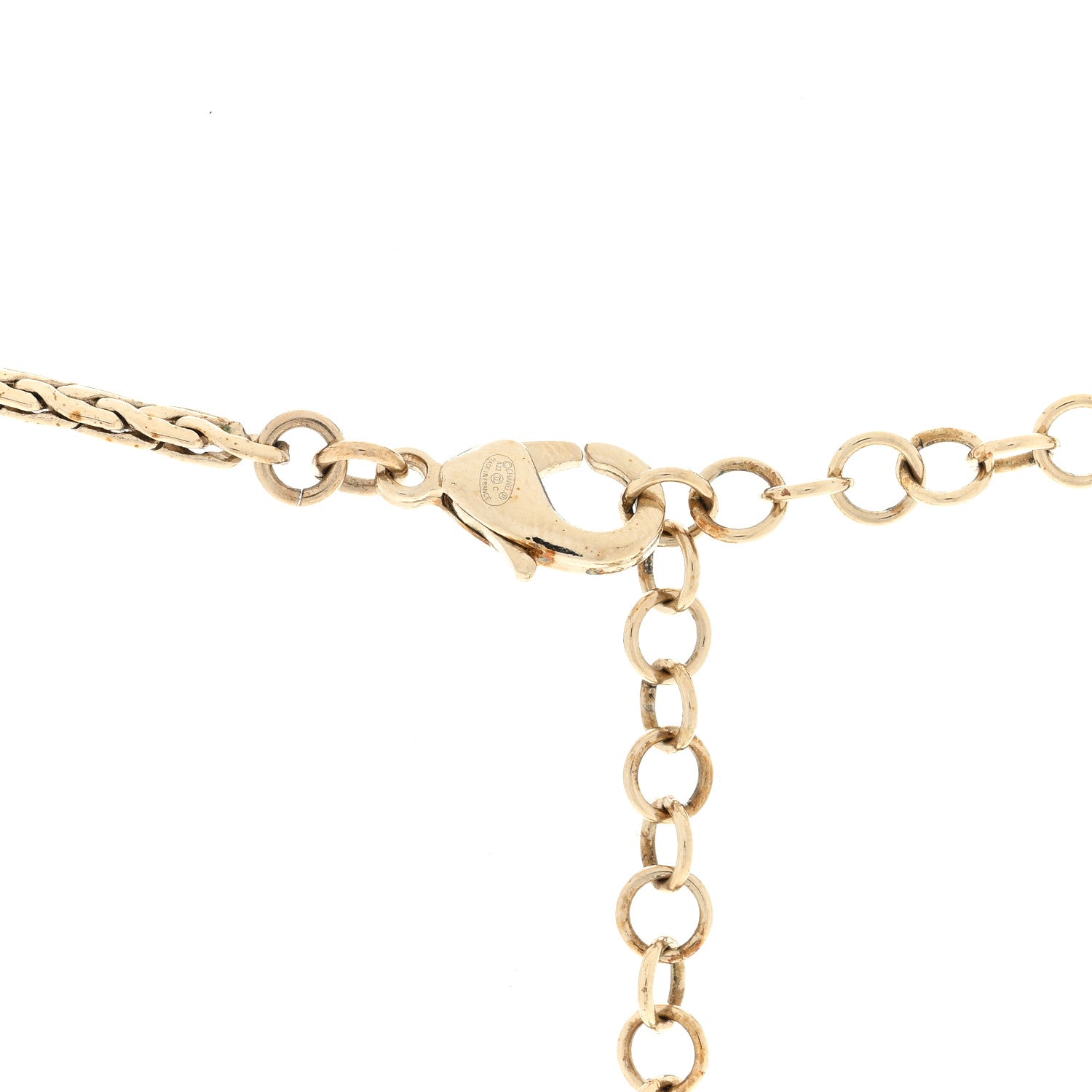 Chanel Pearl Crystal CC Teardrop Braided Necklace Gold 3 of 3