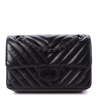 Chanel Aged Calfskin Chevron Quilted 2.55 Reissue Mini Flap So Black 1 of 10