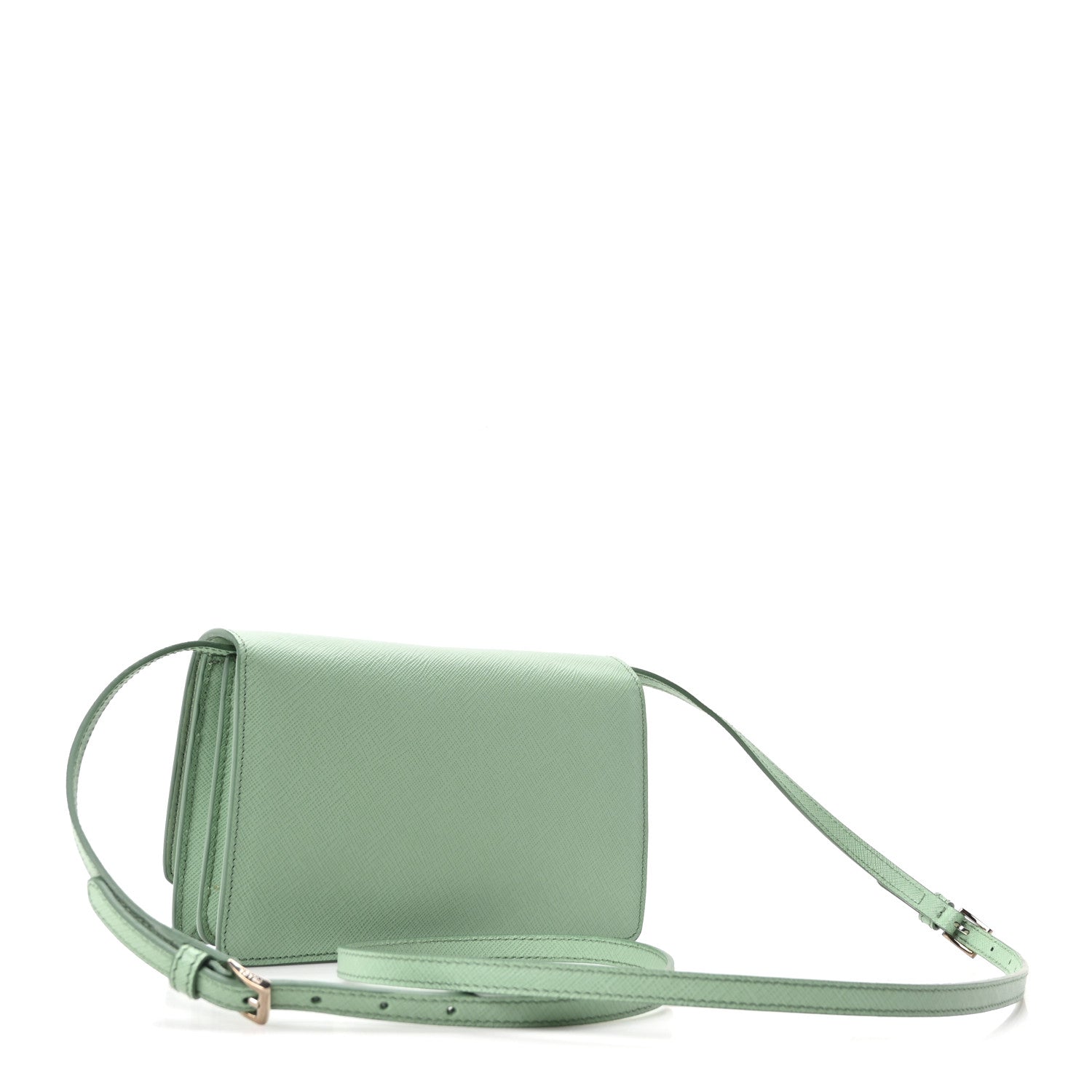 Prada Saffiano Lux Metal Flap Wallet Acquamarina 3 of 10