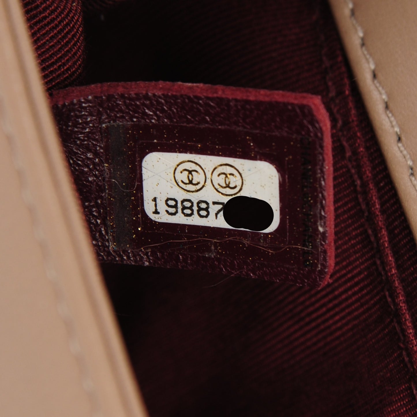 Calfskin Chevron Quilted Small Boy Flap Beige