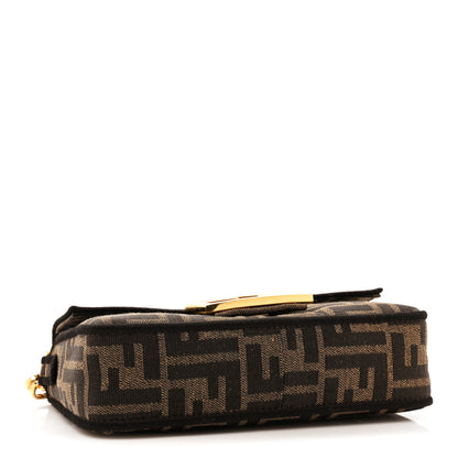Fendi Fabric Jacquard FF 1974 Mini Baguette Tobacco Moro Black 4 of 9