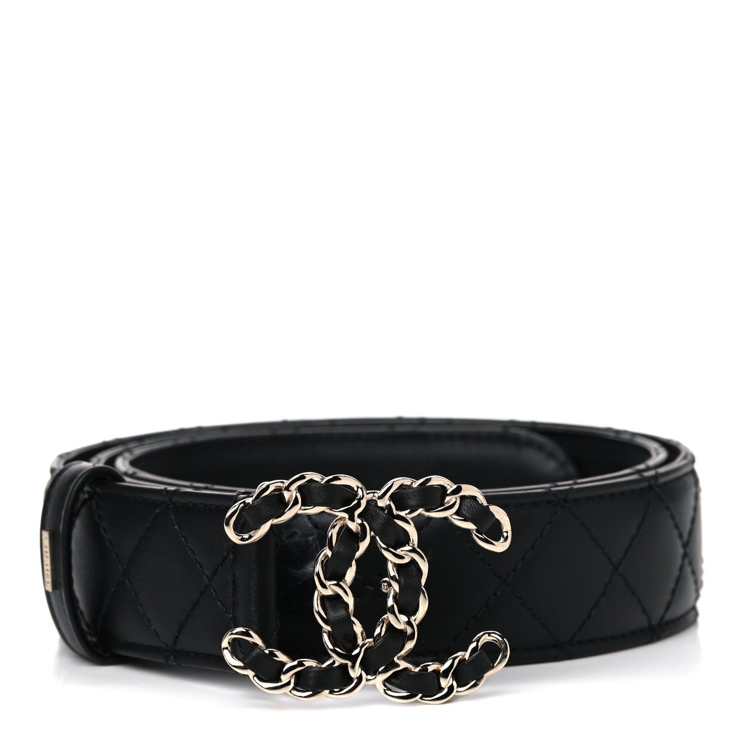Lambskin Quilted CC Chain Belt 85 34 Black