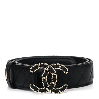 Chanel Lambskin Quilted CC Chain Belt 85 34 Black 2 of 15