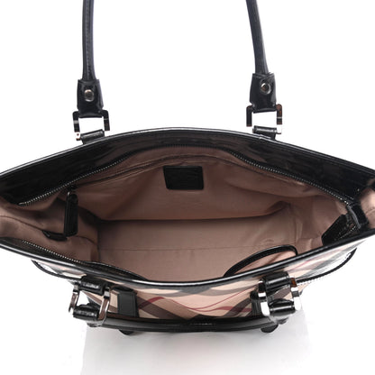 Burberry Patent Supernova Check Medium Denham Tote Black 4 of 4