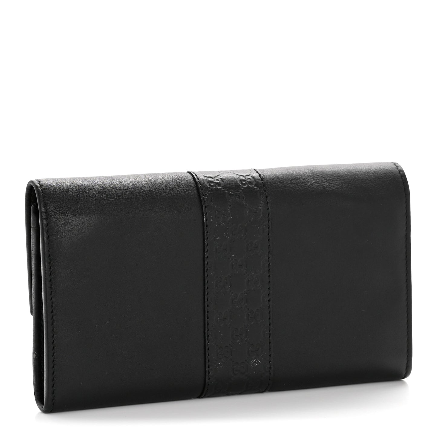 Microguccissima Calfskin GG Continental Wallet Black