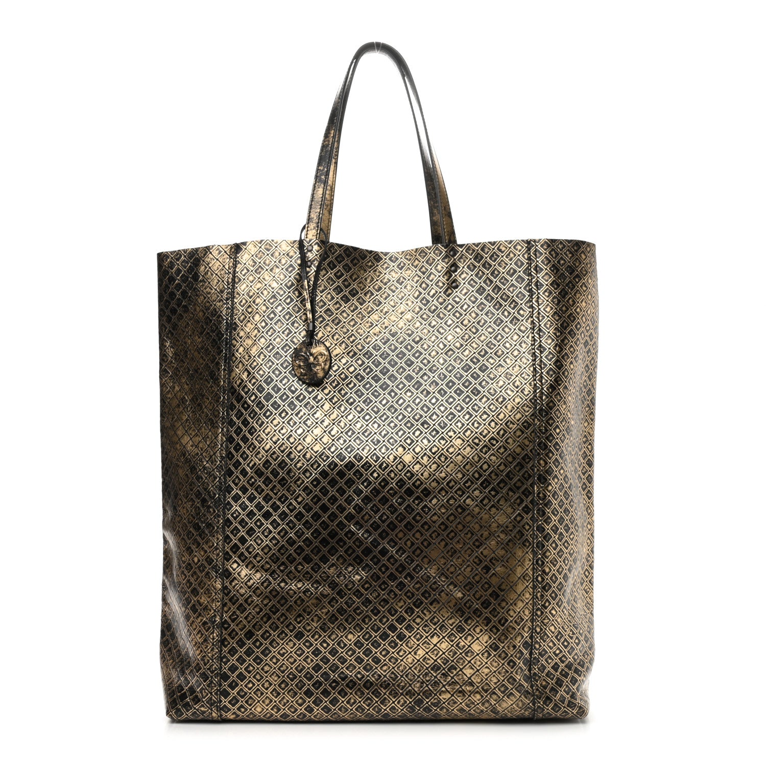 Bottega Veneta Calfskin Intrecciomirage Antique Tote Black Gold 2 of 8