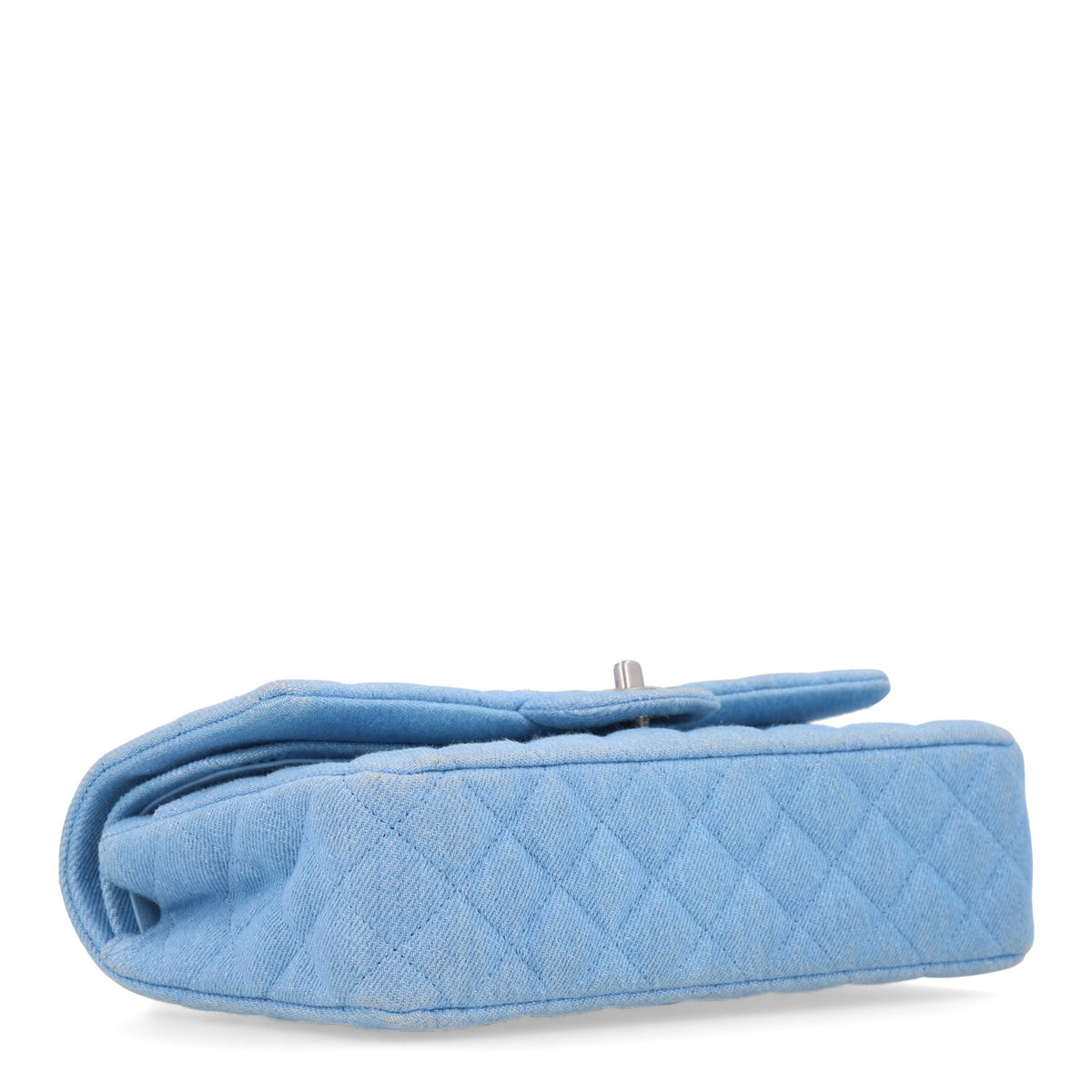 Chanel Denim Quilted Medium Double Flap Light Blue 4 of 10