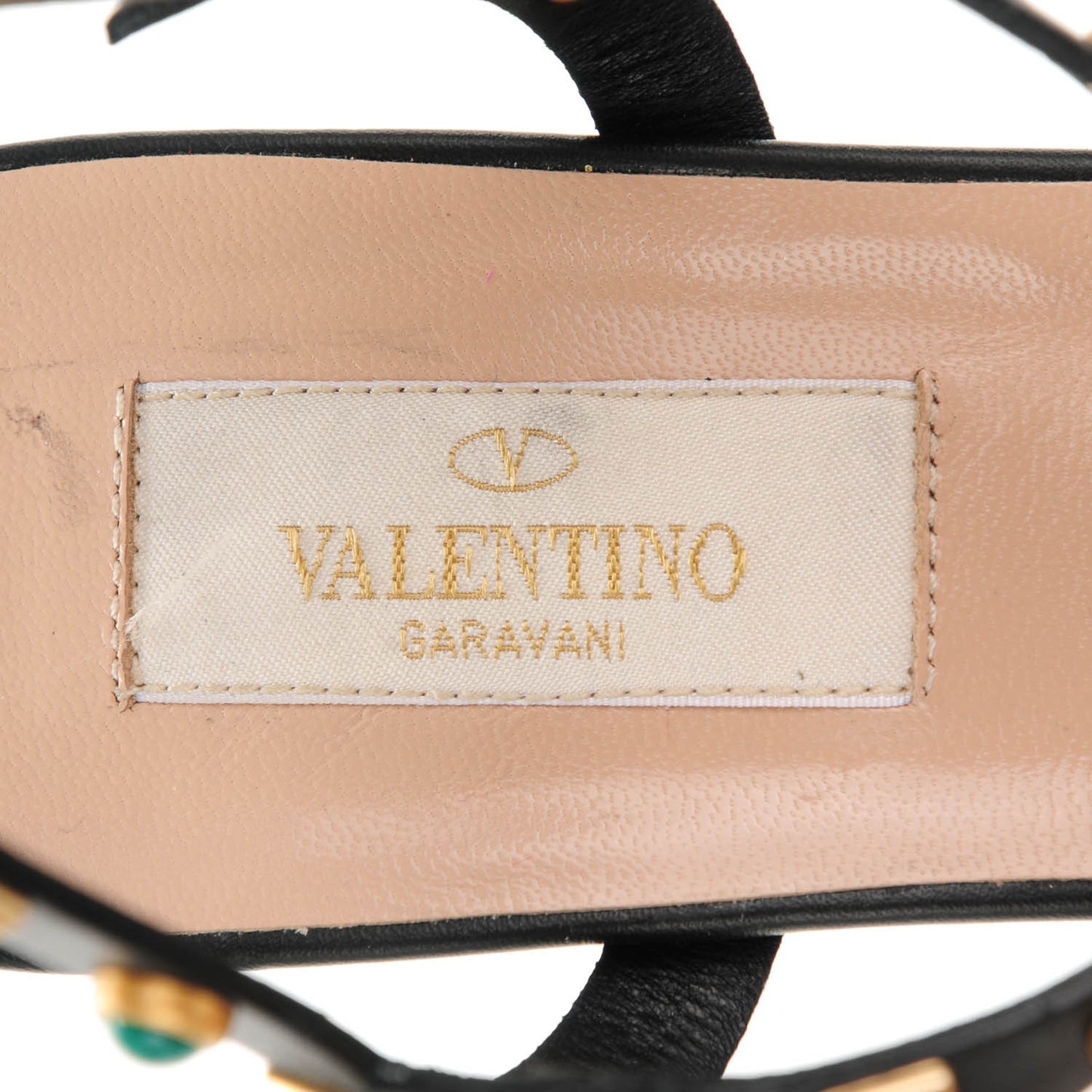 Calfskin Rockstud Rolling Cabochon 60mm City Sandals 38.5 Black