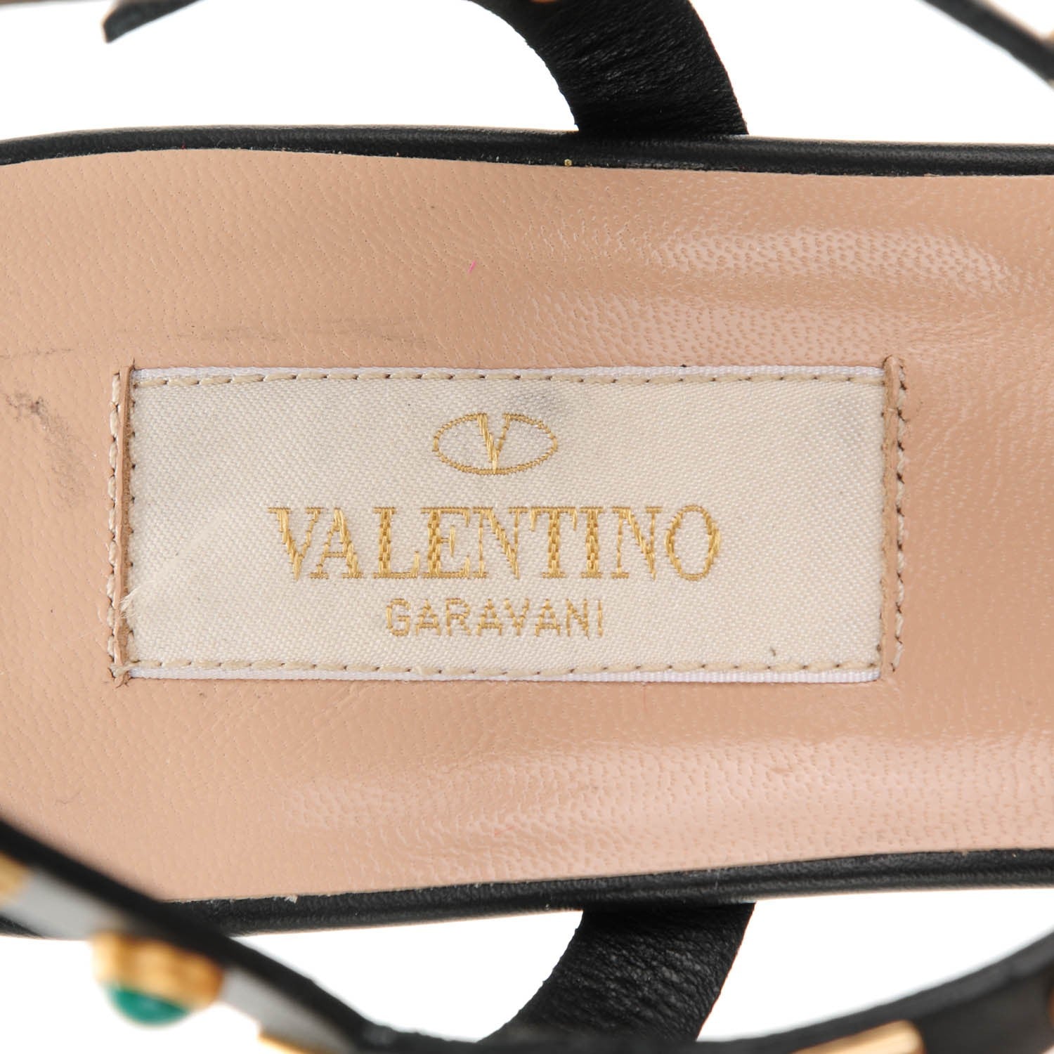Valentino Garavani Calfskin Rockstud Rolling Cabochon 60mm City Sandals 38.5 Black 6 of 7