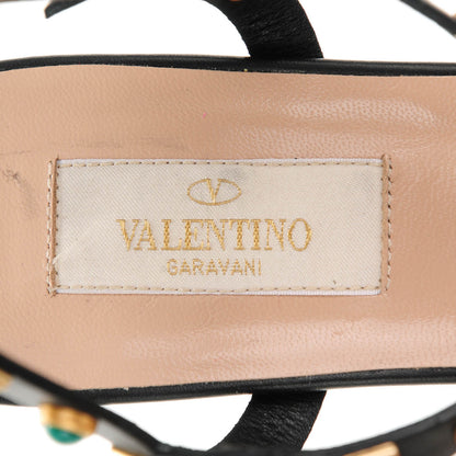 Valentino Garavani Calfskin Rockstud Rolling Cabochon 60mm City Sandals 38.5 Black 6 of 7