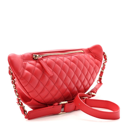 Chanel Lambskin Quilted Waist Bag Fanny Pack Red 3 of 10