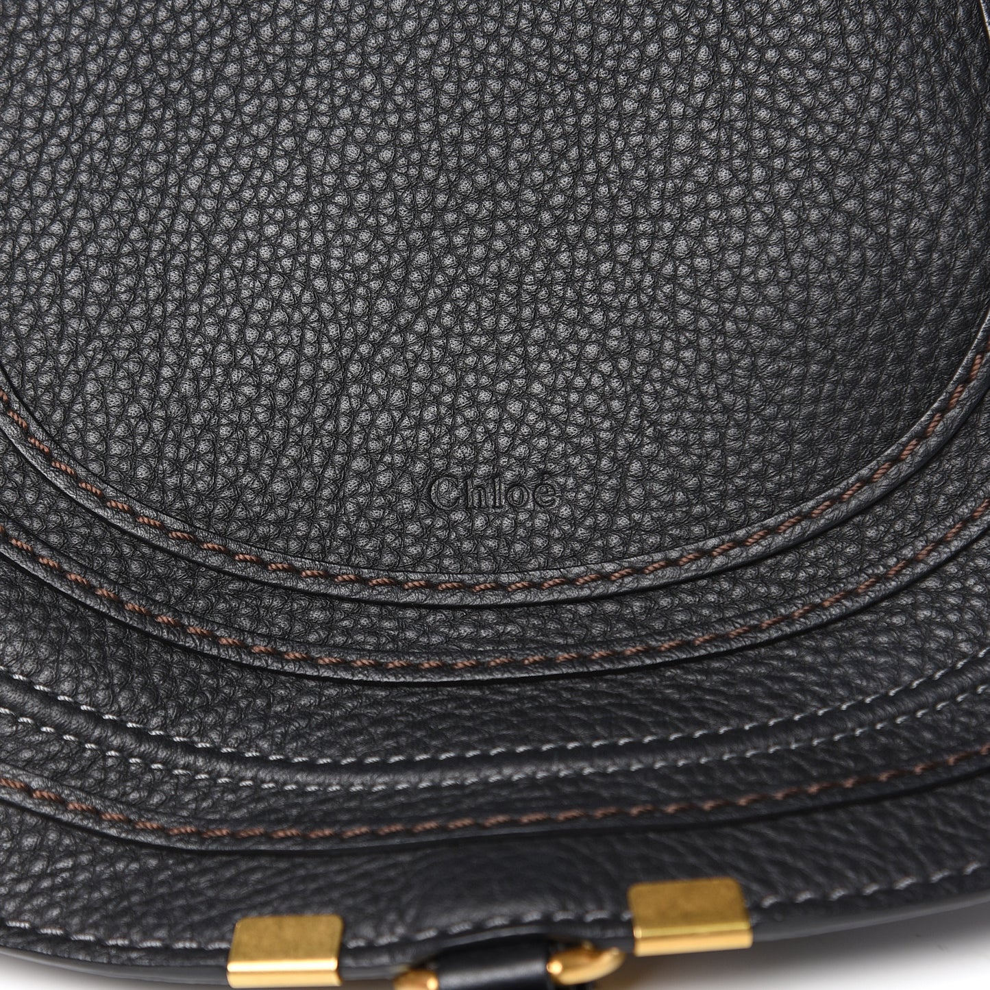 Calfskin Medium Marcie Round Crossbody Bag Black