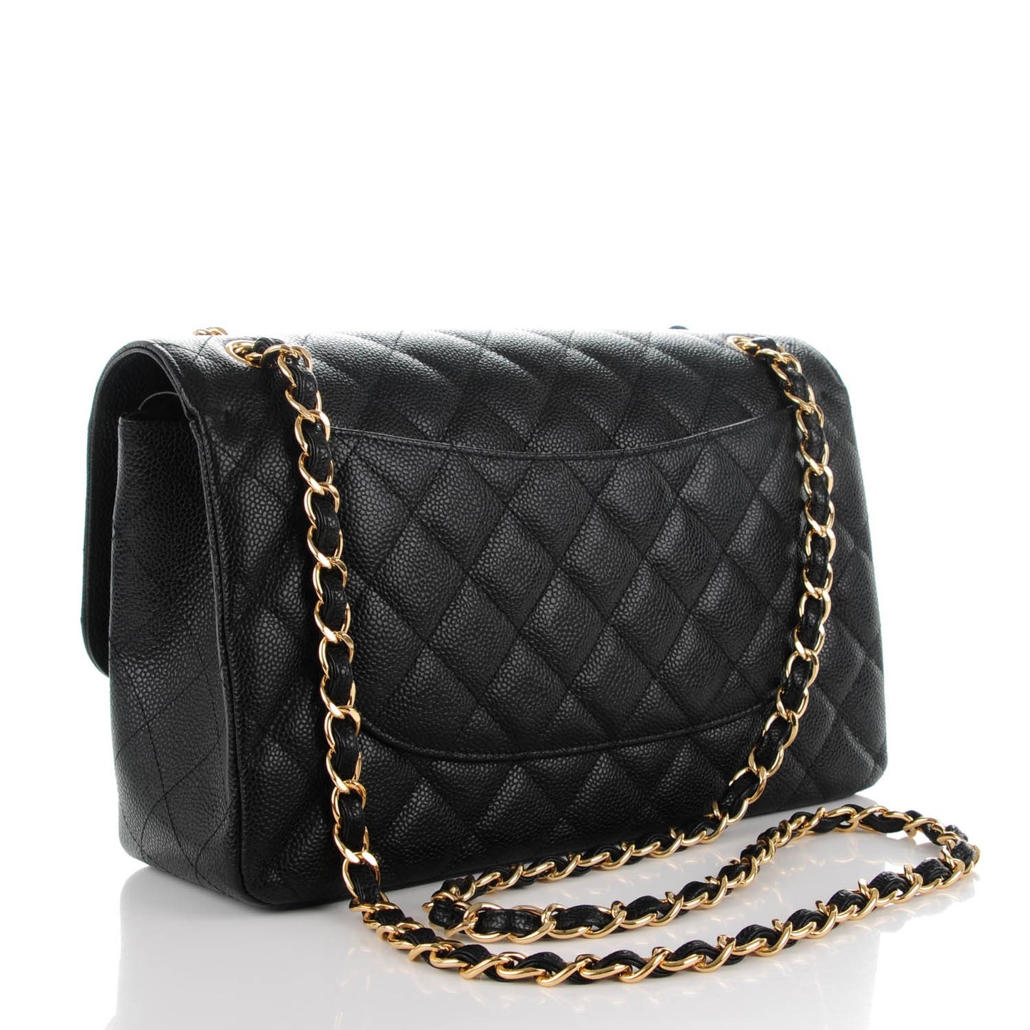 Caviar Quilted Jumbo Double Flap Black