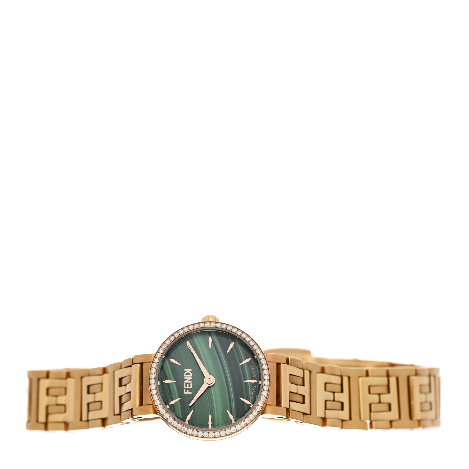 Fendi Stainless Steel Diamond Bezel Malachite 19mm Fendi Forever Quartz Watch 2 of 5