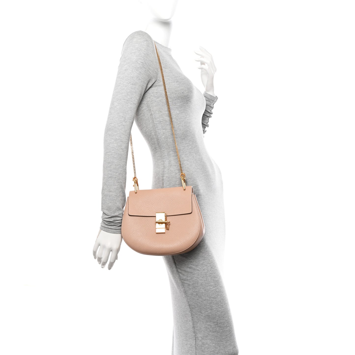 Grained Lambskin Drew Shoulder Bag Cement Pink