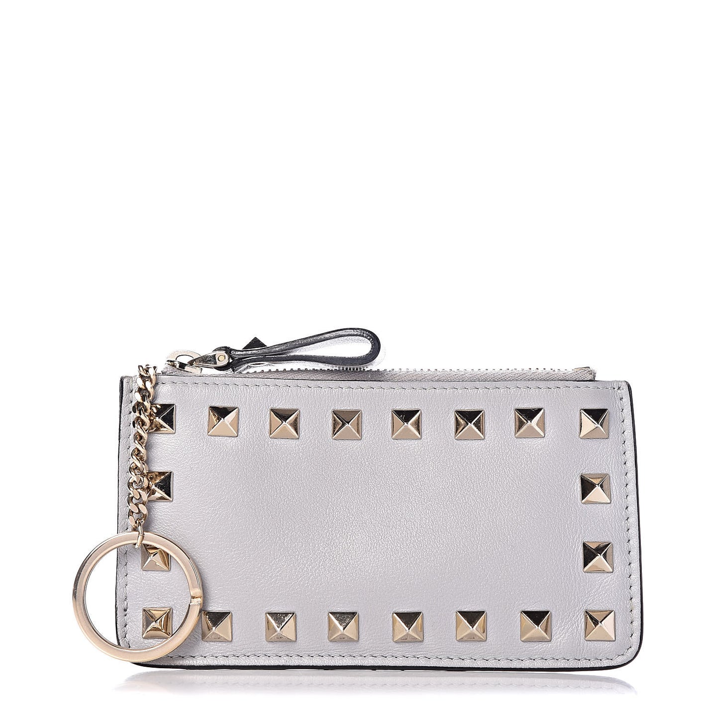Vitello Rockstud Key Coin Case Card Holder Grey