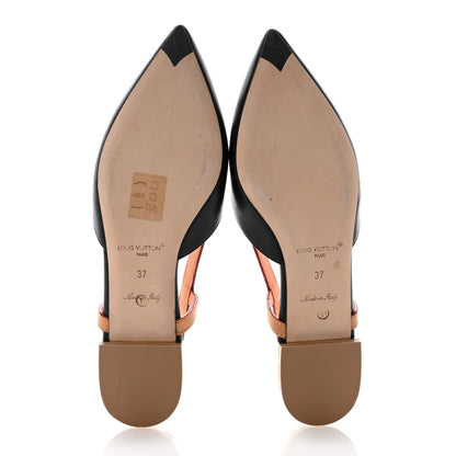 Louis Vuitton Calfskin Blossom Slingback Flat Ballerina 37 Black 5 of 9